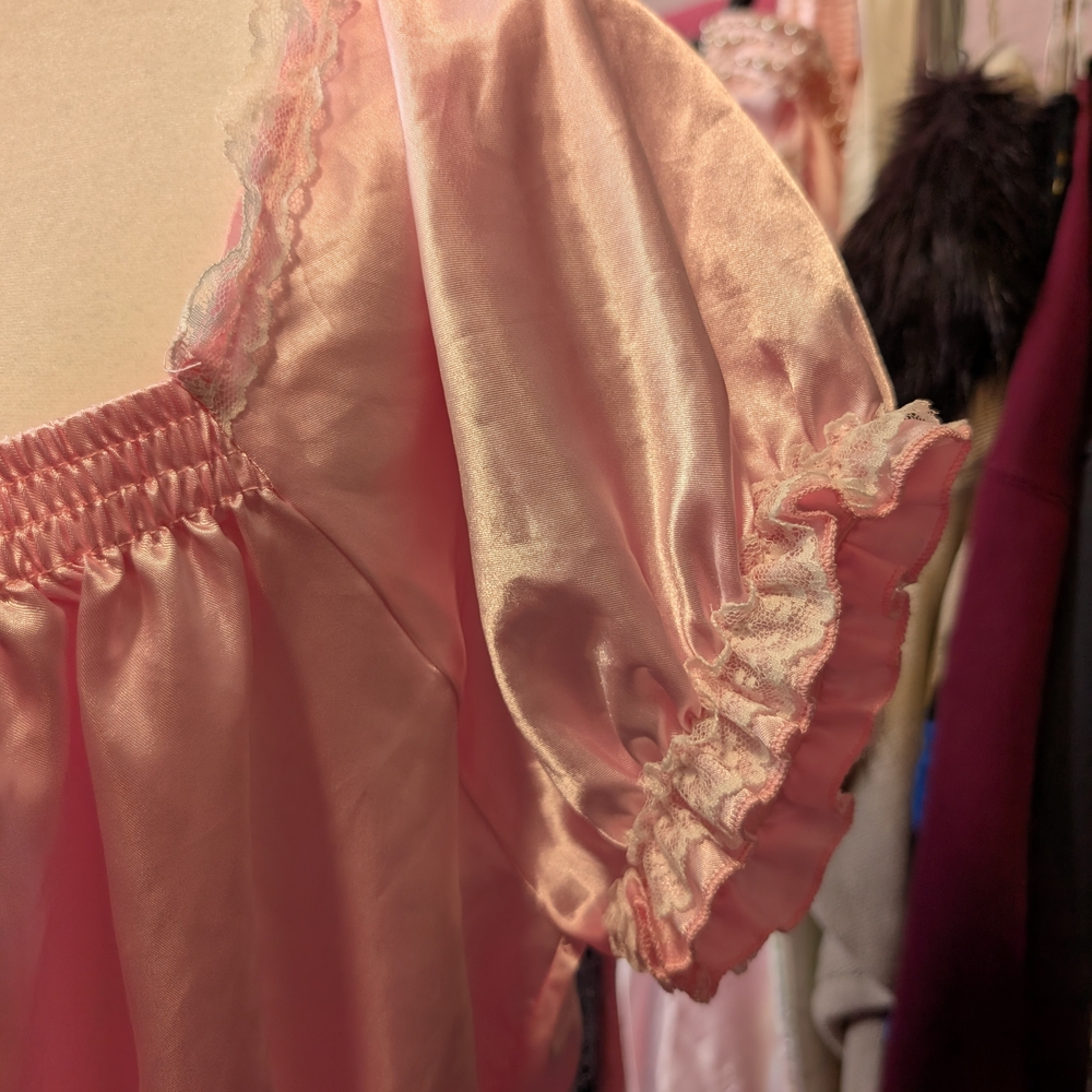 *Sold*Pink Satin Dress with Ribbon Detail - Picture 3 of 5
